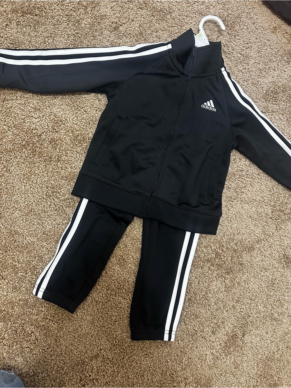 adidas Kids Black and White Three-Stripe Track Set